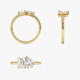 1.50 Ctw 14k Emerald Cut and Pear Shaped Lab Grown Diamond Toi Et Moi Ring - Amabel Ferkos Fine Jewelry