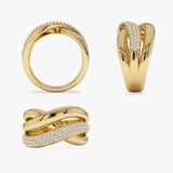 14k Gold Triple Band Crossover Diamond Statement Ring Ferkos Fine Jewelry