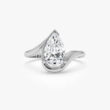 1.50 Ctwt 14k Gold Lab Grown Pear Diamond Ring with Bypass Design - Novelle Ferkos Fine Jewelry