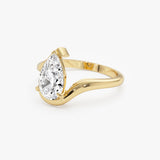1.50 Ctwt 14k Gold Lab Grown Pear Diamond Ring with Bypass Design - Novelle Ferkos Fine Jewelry