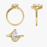 1.50 Ctwt 14k Gold Lab Grown Pear Diamond Ring with Bypass Design - Novelle Ferkos Fine Jewelry
