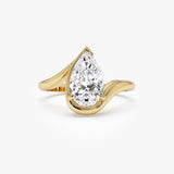 1.50 Ctwt 14k Gold Lab Grown Pear Diamond Ring with Bypass Design - Novelle 14k Gold Ferkos Fine Jewelry