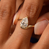 1.50 Ctwt 14k Gold Lab Grown Pear Diamond Ring with Bypass Design - Novelle Ferkos Fine Jewelry