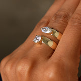 1.00 Ctw 14k Lab Grown Marquise Shaped Diamond Solitaire Ring with Wide Band - Solara Ferkos Fine Jewelry