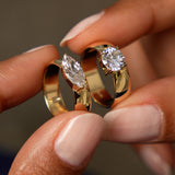 1.00 Ctw 14k Gold Lab Grown Round Diamond Solitaire Ring with Wide Band - Thalina Ferkos Fine Jewelry