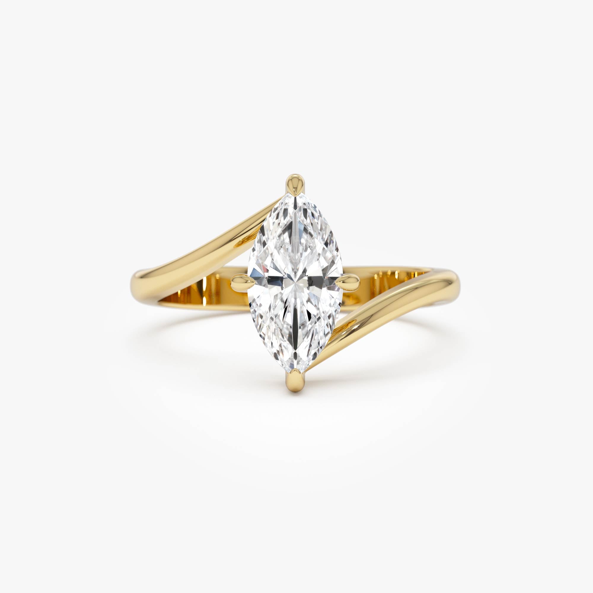 1.50 Ctw 14k Marquise Shaped Lab Grown Diamond Bypass Setting Engagement Ring – Leda 14k Gold Ferkos Fine Jewelry