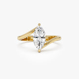1.50 Ctw 14k Marquise Shaped Lab Grown Diamond Bypass Setting Engagement Ring – Leda 14k Gold Ferkos Fine Jewelry