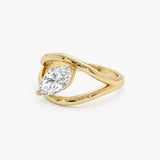 1.00 Ctw 14k Gold Lab Grown Marquise Diamond Ring Split Shank Design - Aravelle Ferkos Fine Jewelry