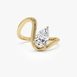 1.00 Ctw 14k Gold Lab Grown Pear Diamond Ring Modern Bypass Setting - Sylene 14k Gold Ferkos Fine Jewelry