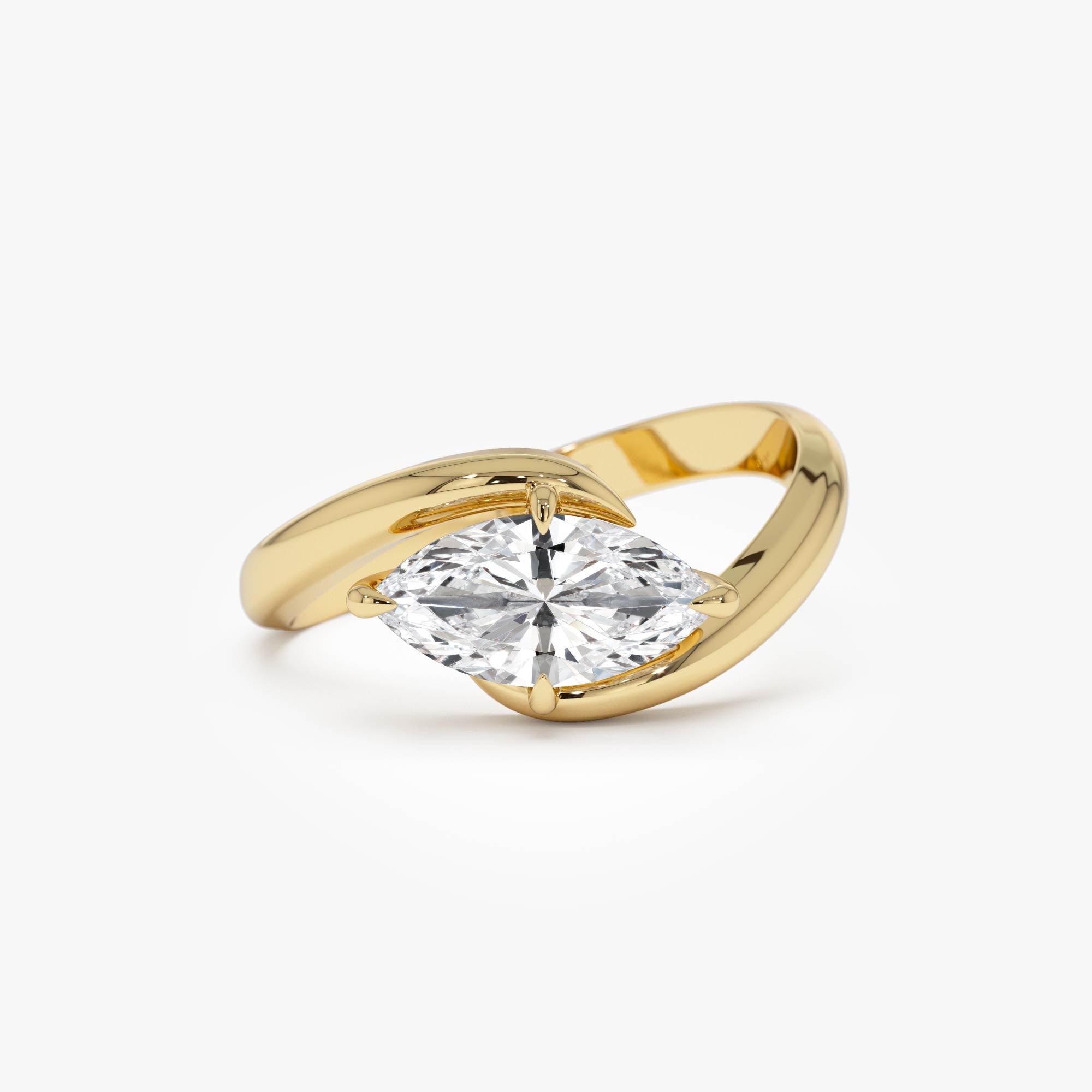1.00 Ctw 14k Marquise Shaped Lab Grown Diamond Criss Cross Solitaire 14k Gold Ferkos Fine Jewelry