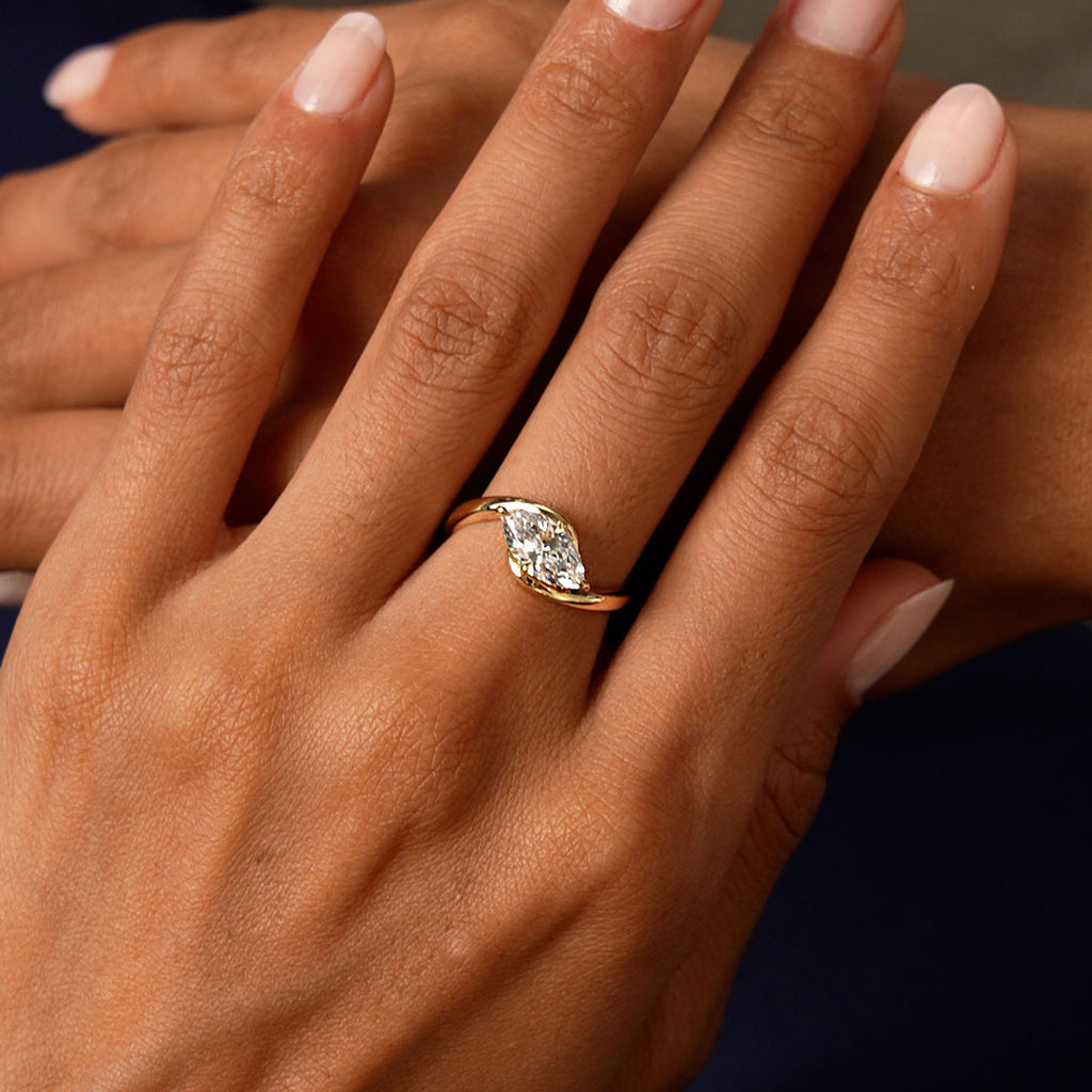 1.00 Ctw 14k Marquise Shaped Lab Grown Diamond Criss Cross Solitaire ...