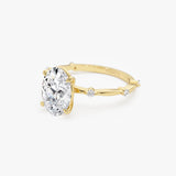 1.55 Ctw 14k Lab Grown Oval Diamond Engagement Ring Accent Band - Solenne Ferkos Fine Jewelry