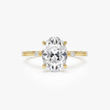1.55 Ctw 14k Lab Grown Oval Diamond Engagement Ring Accent Band - Solenne 14k Gold Ferkos Fine Jewelry