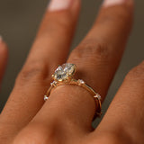 1.55 Ctw 14k Lab Grown Oval Diamond Engagement Ring Accent Band - Solenne Ferkos Fine Jewelry