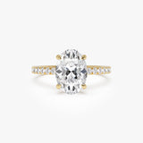 2.40 Ctw 14k Oval Shaped Lab Grown Diamond Pavé Setting with Hidden Halo - Vivara 14k Gold Ferkos Fine Jewelry