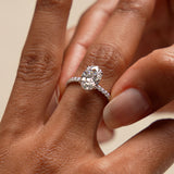 2.40 Ctw 14k Oval Shaped Lab Grown Diamond Pavé Setting with Hidden Halo - Vivara Ferkos Fine Jewelry
