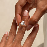 2.40 Ctw 14k Oval Shaped Lab Grown Diamond Pavé Setting with Hidden Halo - Vivara Ferkos Fine Jewelry