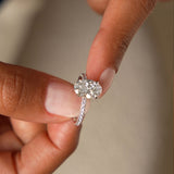 2.40 Ctw 14k Oval Shaped Lab Grown Diamond Pavé Setting with Hidden Halo - Vivara Ferkos Fine Jewelry