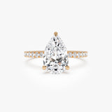 2.45 Ctw 14k Pear Shaped Lab Grown Diamond Pavé Setting with Hidden Halo - Valentina Ferkos Fine Jewelry