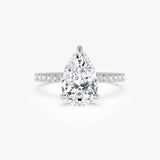 2.45 Ctw 14k Pear Shaped Lab Grown Diamond Pavé Setting with Hidden Halo - Valentina Ferkos Fine Jewelry