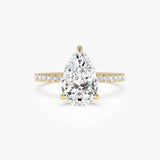 2.45 Ctw 14k Pear Shaped Lab Grown Diamond Pavé Setting with Hidden Halo - Valentina 14k Gold Ferkos Fine Jewelry