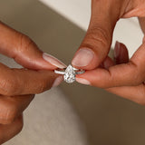 2.45 Ctw 14k Pear Shaped Lab Grown Diamond Pavé Setting with Hidden Halo - Valentina Ferkos Fine Jewelry