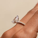2.45 Ctw 14k Pear Shaped Lab Grown Diamond Pavé Setting with Hidden Halo - Valentina Ferkos Fine Jewelry