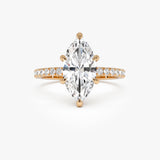 2.50 Ctw 14k Marquise Shaped Lab Grown Diamond Pavé Setting with Hidden Halo - Serene Ferkos Fine Jewelry