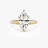 2.50 Ctw 14k Marquise Shaped Lab Grown Diamond Pavé Setting with Hidden Halo - Serene 14k Gold Ferkos Fine Jewelry
