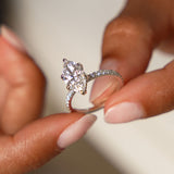 2.50 Ctw 14k Marquise Shaped Lab Grown Diamond Pavé Setting with Hidden Halo - Serene Ferkos Fine Jewelry