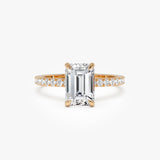 2.45 Ctw 14k Emerald Cut Lab Grown Diamond Pavé Setting with Hidden Halo - Aurelia Ferkos Fine Jewelry