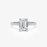 2.45 Ctw 14k Emerald Cut Lab Grown Diamond Pavé Setting with Hidden Halo - Aurelia Ferkos Fine Jewelry