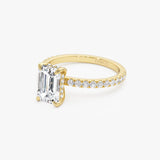 2.45 Ctw 14k Emerald Cut Lab Grown Diamond Pavé Setting with Hidden Halo - Aurelia Ferkos Fine Jewelry