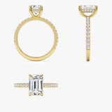 2.45 Ctw 14k Emerald Cut Lab Grown Diamond Pavé Setting with Hidden Halo - Aurelia Ferkos Fine Jewelry