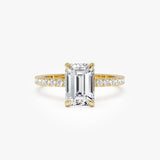 2.45 Ctw 14k Emerald Cut Lab Grown Diamond Pavé Setting with Hidden Halo - Aurelia 14k Gold Ferkos Fine Jewelry