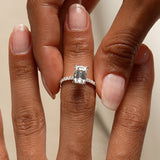 2.45 Ctw 14k Emerald Cut Lab Grown Diamond Pavé Setting with Hidden Halo - Aurelia Ferkos Fine Jewelry