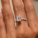 2.45 Ctw 14k Emerald Cut Lab Grown Diamond Pavé Setting with Hidden Halo - Aurelia Ferkos Fine Jewelry