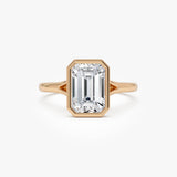 2.00 Ctw 14k Emerald Cut Lab Grown Diamond Ring Bezel Solitaire Setting - Novara Ferkos Fine Jewelry