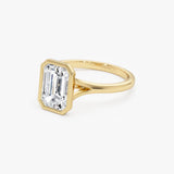 2.00 Ctw 14k Emerald Cut Lab Grown Diamond Ring Bezel Solitaire Setting - Novara Ferkos Fine Jewelry