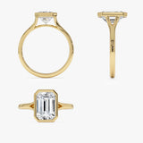 2.00 Ctw 14k Emerald Cut Lab Grown Diamond Ring Bezel Solitaire Setting - Novara Ferkos Fine Jewelry