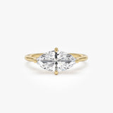 1.50 Ctw 14k Marquise Shape West-East Set Lab Grown Diamond Solitaire Ring - Veyra 14k Gold Ferkos Fine Jewelry