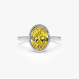 2.00 Ctw 14k Fancy Yellow Oval Lab Grown Diamond Engagement Ring - Marivine 14k White Gold Ferkos Fine Jewelry