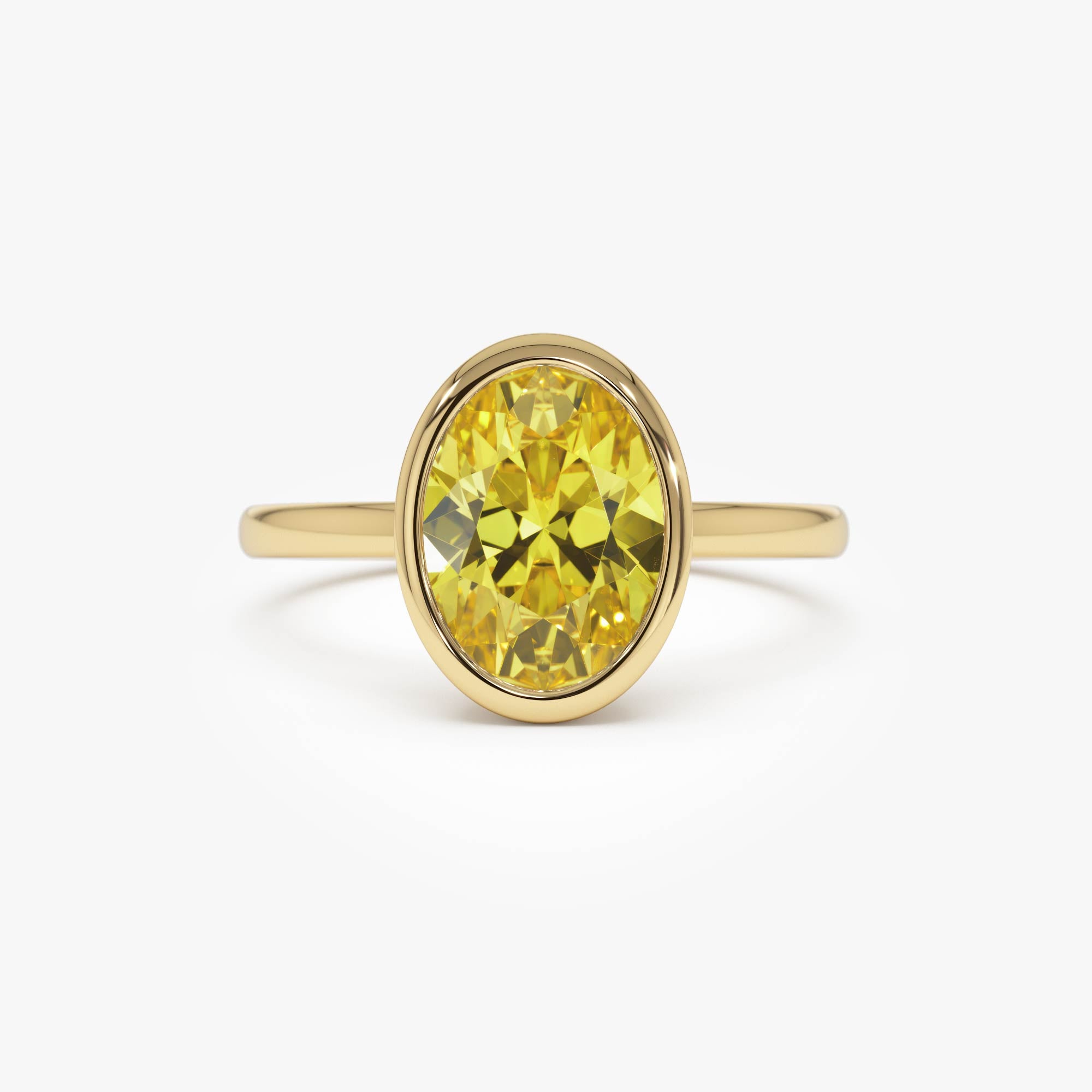 2.00 Ctw 14k Fancy Yellow Oval Lab Grown Diamond Engagement Ring - Marivine 14k Gold Ferkos Fine Jewelry