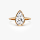 2.00 Ct Pear Shape Lab Grown Bezel Setting Diamond Engagement Ring - Marina Ferkos Fine Jewelry