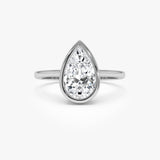 2.00 Ct Pear Shape Lab Grown Bezel Setting Diamond Engagement Ring - Marina Ferkos Fine Jewelry
