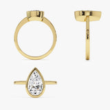 2.00 Ct Pear Shape Lab Grown Bezel Setting Diamond Engagement Ring - Marina Ferkos Fine Jewelry