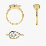 1.50 Ctw East West Pear Shaped Lab Grown Bezel Setting Modern Engagement Ring, Mirabel Ferkos Fine Jewelry