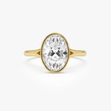 2.00 ctw 14k Oval Shaped Minimalist Bezel Setting Lab Grown Diamond Engagement Ring – Marcella 14k Gold Ferkos Fine Jewelry