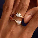 2.00 Ctw 14k Pear Shaped Lab Grown Diamond Stacked Rings - Chloe Ferkos Fine Jewelry