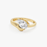 1.00 Ctw 14k Pear Shaped Lab Grown Diamond Ring with Contemporary Twist Band - Elsa Ferkos Fine Jewelry
